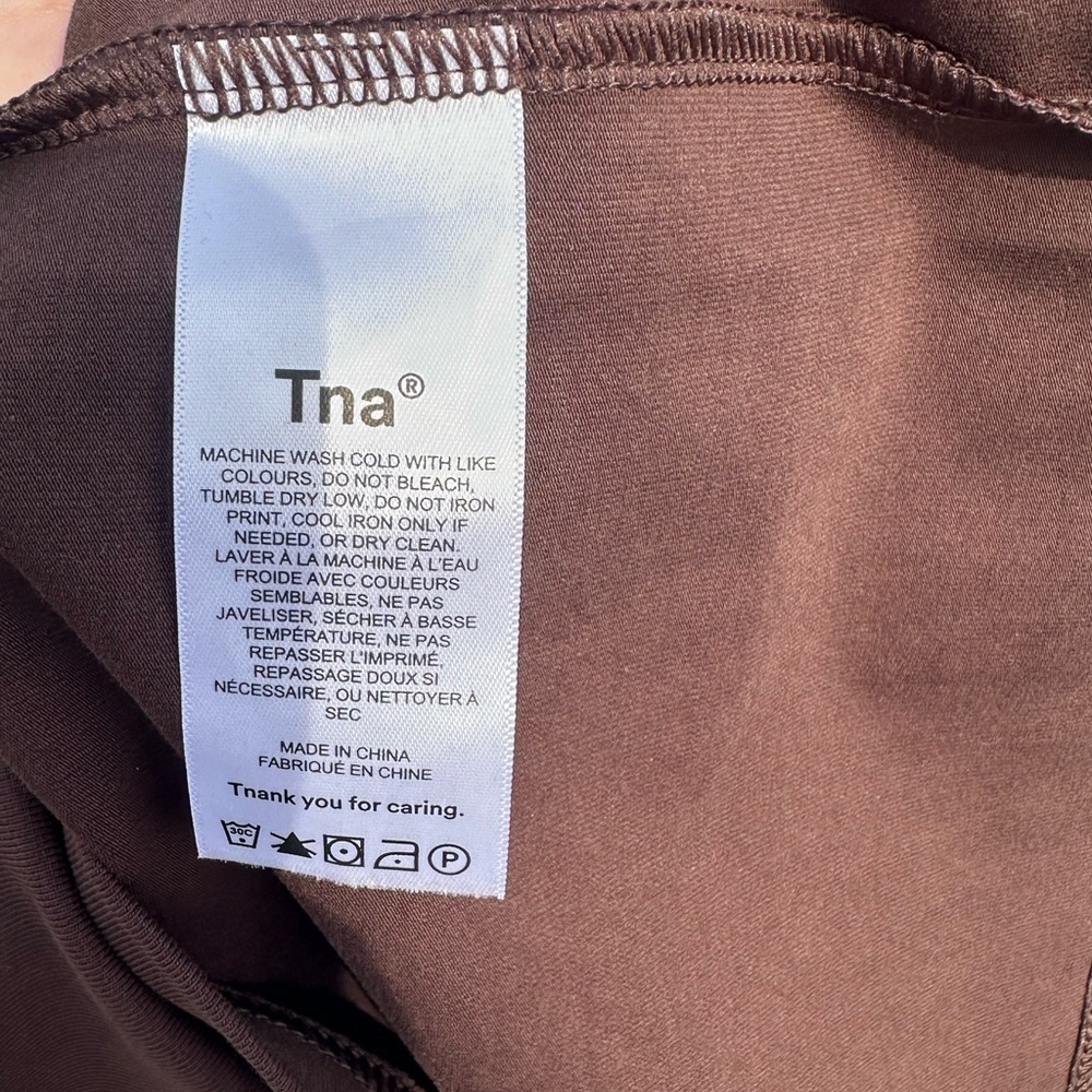 Aritzia TNA Organic Cotton Mini Tank Dress Brown Sleeveless Bodycon Size M - Picture 3 of 9